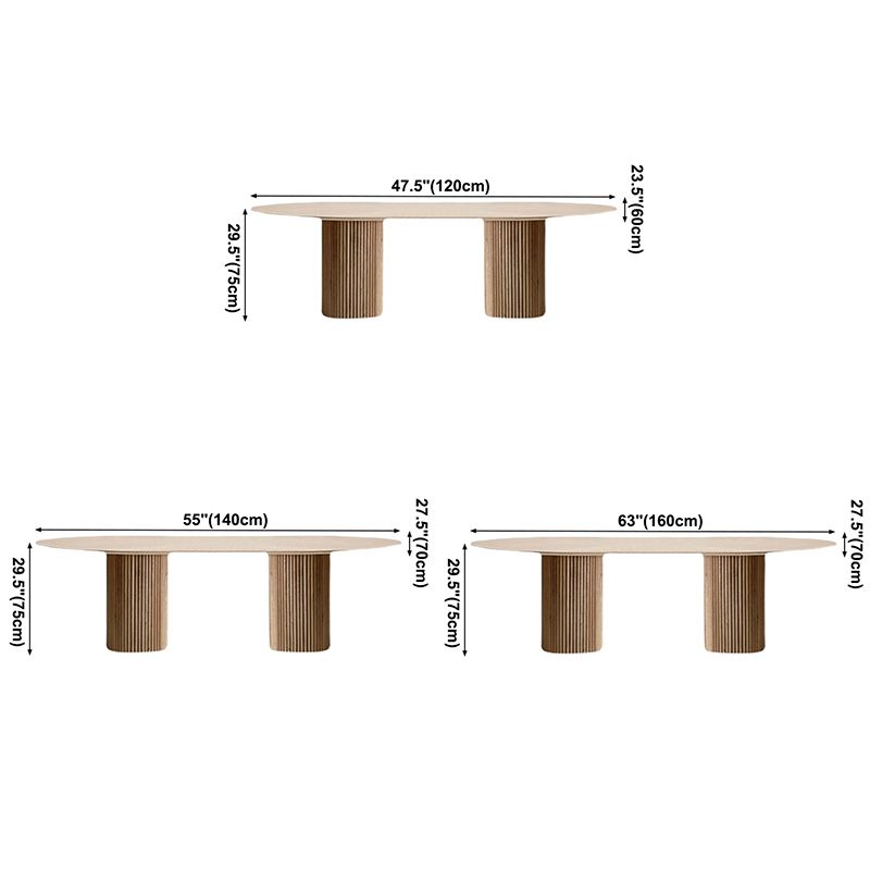 Oval Double Pedestal Modern Dining Table White Fixed Table with Solid Wood Clearhalo ' dining_table' 'Dining Tables & Seating' 'Dining Tables' 'furn' 'furn_dining_table' 'Furniture' 'furniture_dining_table' 'Kitchen & Dining Furniture' 'kitchen&dining_furn' 'kitchen' 'kitchen_dining_table' 1200x1200_391c7e5a-61d9-4b71-94fd-f073bb74c0dd