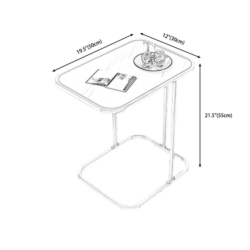 Glam Black/White Wood Side Table Stainless Steel Frame End Table