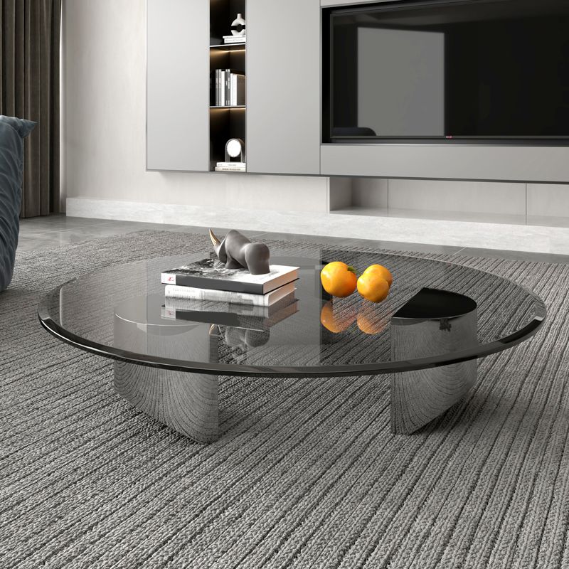 Black Glass Top Coffee Table Modern Round 3 Legs Cocktail Table Clearhalo 'Coffee & Accent Tables' 'Coffee Tables' 'coffee_tables' 'furn' 'furn_coffee_tables' 'Furniture' 'Living Room Furniture' 1200x1200_391cd725-47c5-4ce1-b788-2c08bd69273f