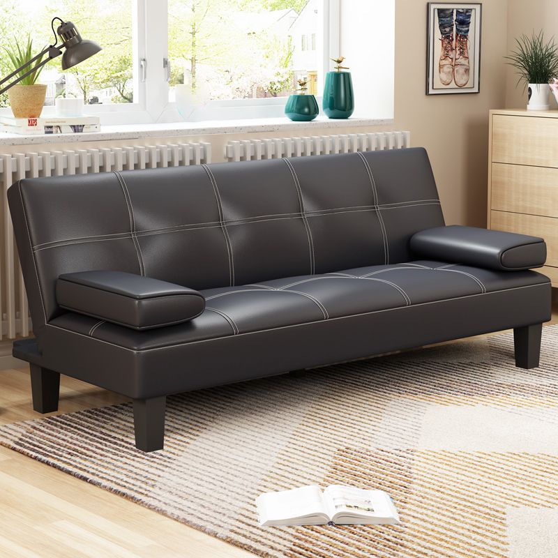 Modern Biscuit Back Faux Leather Sofa with Foldable and Wear-resisting Clearhalo 'furn' 'furn_sofas' 'Furniture' 'furniture_sofas' 'kitchen' 'kitchen_sofas' 'Living Room Furniture' 'Sofa' 'sofas' 1200x1200_391e9a1d-a3b3-4c83-abc2-68ac6c96420e