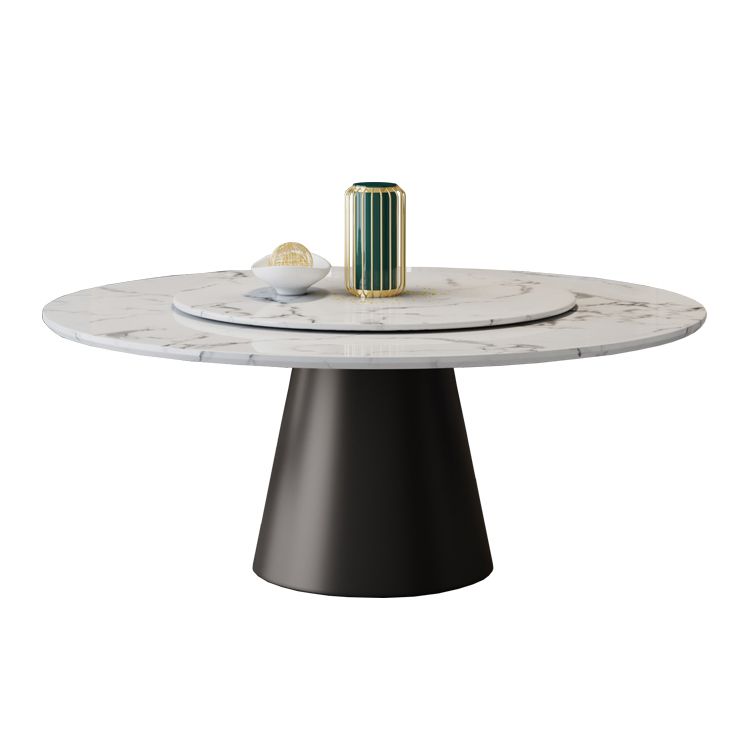 Round Pedestal Dining Site Table Contemporary Dinner Table with Turntable Clearhalo ' dining_table' 'Dining Tables & Seating' 'Dining Tables' 'furn' 'furn_dining_table' 'Furniture' 'furniture_dining_table' 'Kitchen & Dining Furniture' 'kitchen&dining_furn' 'kitchen' 'kitchen_dining_table' 1200x1200_391f60b3-18d8-43a5-b46e-4c7cfb5d555c