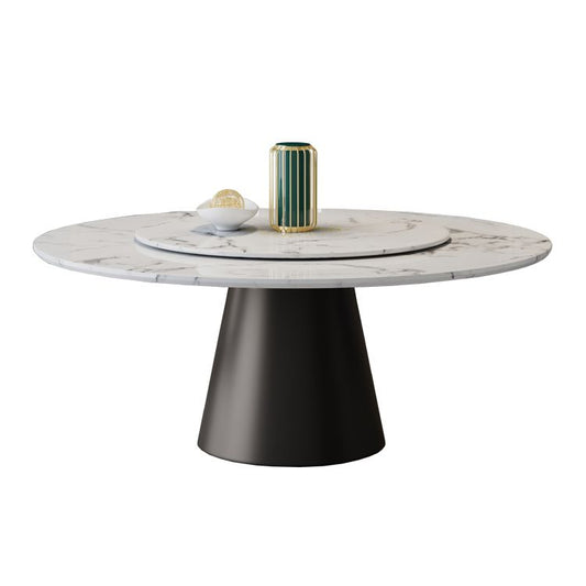 Round Pedestal Dining Site Table Contemporary Dinner Table with Turntable Clearhalo ' dining_table' 'Dining Tables & Seating' 'Dining Tables' 'furn' 'furn_dining_table' 'Furniture' 'furniture_dining_table' 'Kitchen & Dining Furniture' 'kitchen&dining_furn' 'kitchen' 'kitchen_dining_table' 1200x1200_391f60b3-18d8-43a5-b46e-4c7cfb5d555c