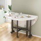 Modern White Round Wooden Easy Folding Dining Table with Leaf Clearhalo 'Dining Tables & Seating' 'Dining Tables' 'dining_table' 'furn' 'furn_dining_table' 'Furniture' 'Kitchen & Dining Furniture' 1200x1200_3920c17e-4499-4280-844e-7074ec626290