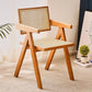 Traditional Dining Arm Chair Rattan Oak Solid Wood Dining Chair