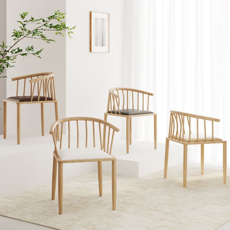 Modern wood-like dining chair armrest-free PU leather dining chair home Clearhalo ' kitchen&dining_furn' 'Dining Chairs' 'Dining Tables & Seating' 'dining_chair' 'furn' 'furn_dining_chair' 'Furniture' 'furniture_dining_chair' 'Kitchen & Dining Furniture' 'kitchen' 1200x1200_39216e67-1677-403d-942a-3f441dd335cf