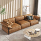 Contemporary Genuine Leather Living Room Pillow Top Arm Cushions Sofa