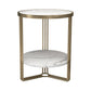 Modern Style Metal Iron Gold Base Slab/marble Top Round with Storage Rack Side Table