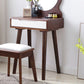 15.74" Wide Solid Wood Dresser 1-Drawer Vanity Table with Stool and Mirror