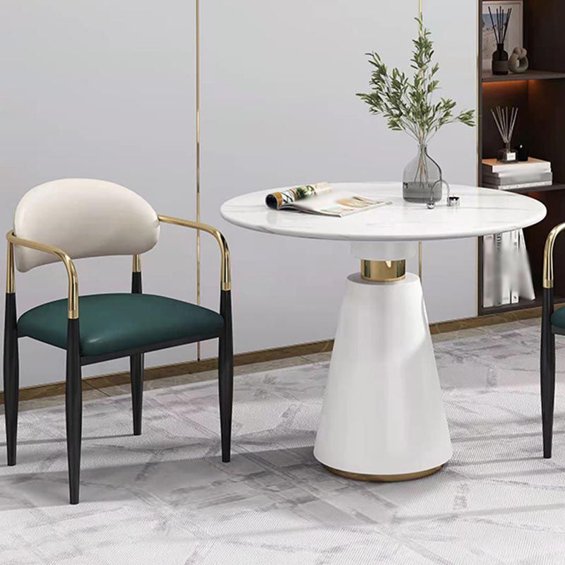 Metalen traditionele luxe ronde tafel voor eetkamer Stenen tafel met voetstuk