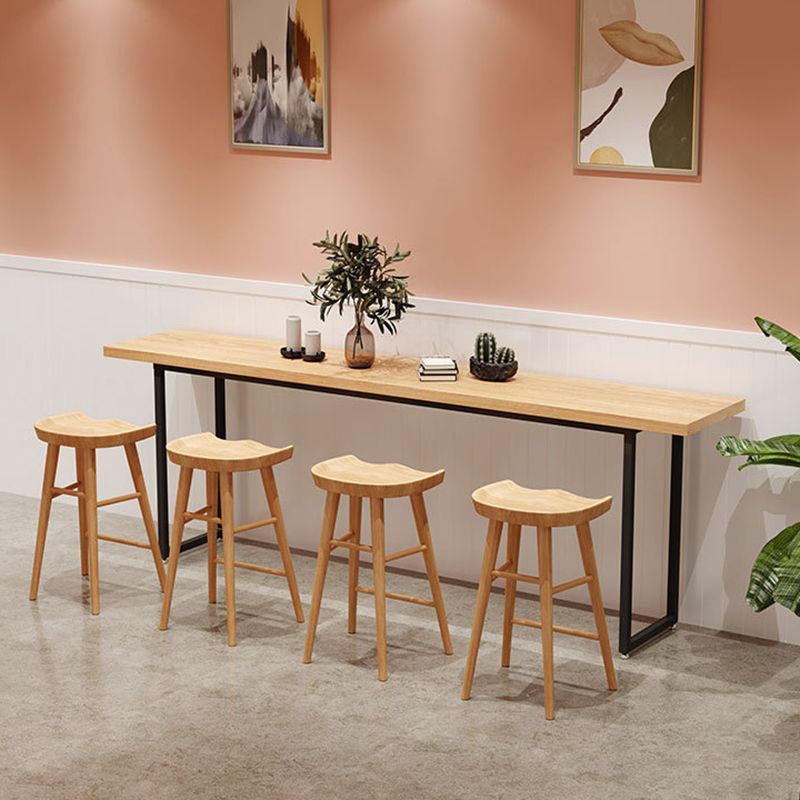 Industrial Rectangle Bar Table Solid Wood Bar Table with Metal Base