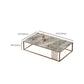 Glam Style Gold Iron Frame Coffee Table Gray Slate Table Top Coffee