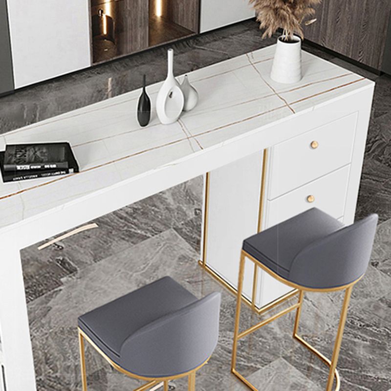 Contemporary Style 1/2/3 Pieces Stone Rectangular Bar Table Set for Indoor