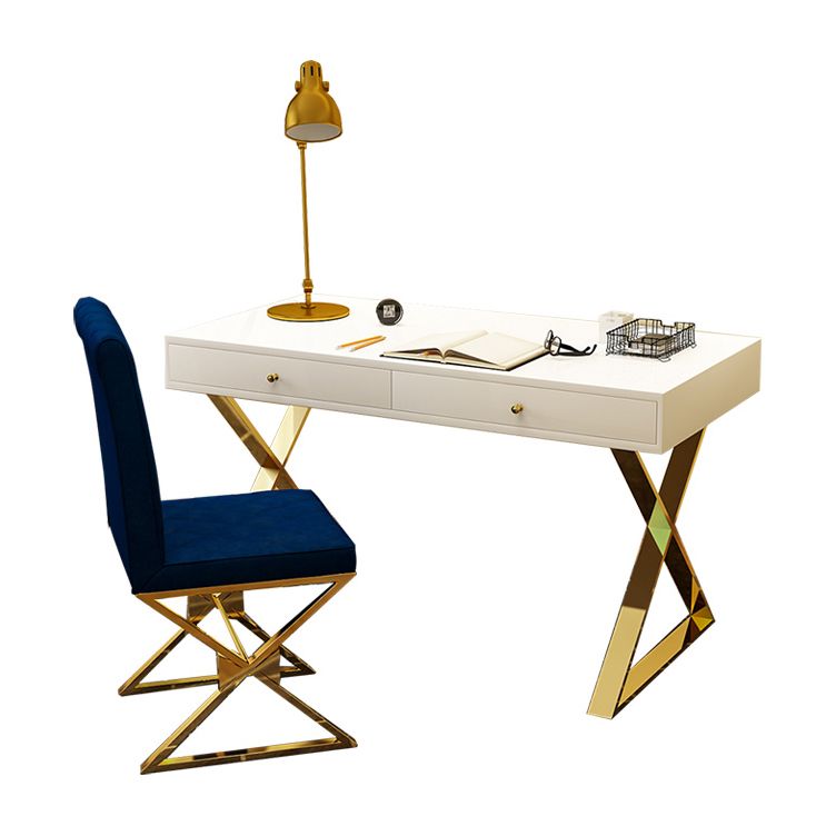 Scrivania rettangolare da scrittura rettangolare da ufficio in legno con gambe metalliche