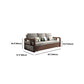 Fabric Sewn Pillow Back Sofa Round Arm Sofa Bed in Walnut Finish