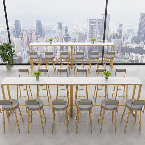 Glam Rectangle Stone Bar Table Indoor Iron Bar Table with Trestle Pedestal, Only Table Clearhalo 'Bar Furniture' 'Bar Tables' 'bar_tables' 'furn' 'furn_bar_tables' 'Furniture' 'furniture_bar_tables' 'Kitchen & Dining Furniture' 1200x1200_392ff712-6e79-48a9-a9e6-b1763dd2ce13