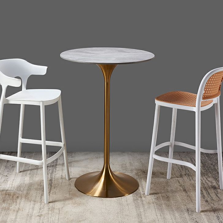 Tavolo da bar top top rotondo tavolo da pub glam con piedistallo in metallo oro