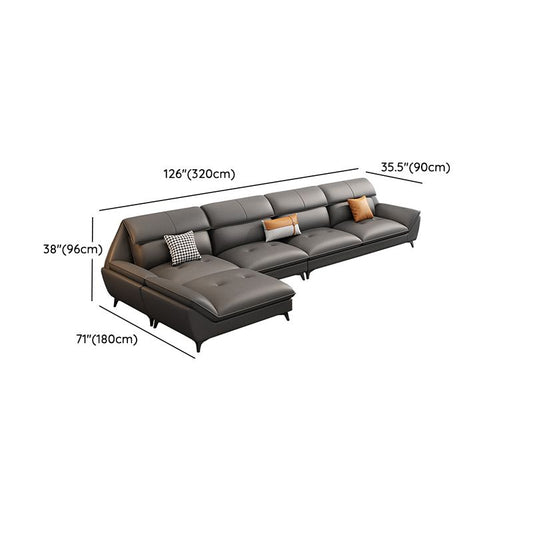 37.79 "Tall Gray Sectional Sofa Faux Leather Modular Sofa met kussen terug