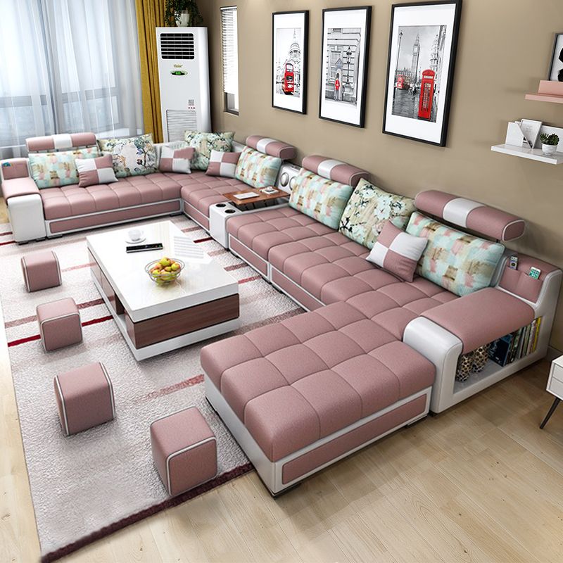 Faux Leather Pillowed Back Cushions Stain-Resistant Tufted Sectionals Sofa with Storage Clearhalo 'furn' 'furn_sectionals' 'Furniture' 'furniture_sectionals' 'kitchen' 'kitchen_sectionals' 'Living Room Furniture' 'Sectionals' 1200x1200_393379ea-94d6-4f4e-b4c7-fcdfeba6228a