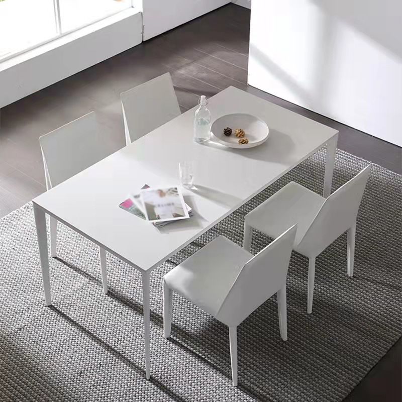 Stone Top Dining Table Contemporary Rectangle Dining Table with 4 Legs in White Clearhalo 'Dining Tables & Seating' 'Dining Tables' 'dining_table' 'Furniture' 'furniture_dining_table' 'Kitchen & Dining Furniture' 'kitchen' 'kitchen_dining_table' 1200x1200_3933c861-5a73-4fbd-9340-98507c630cae