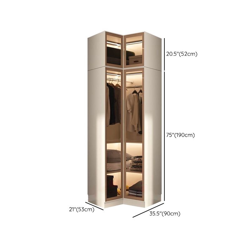 Armoire en bois d'ingénierie avec portes en verre armoire moderne pour chambre à coucher