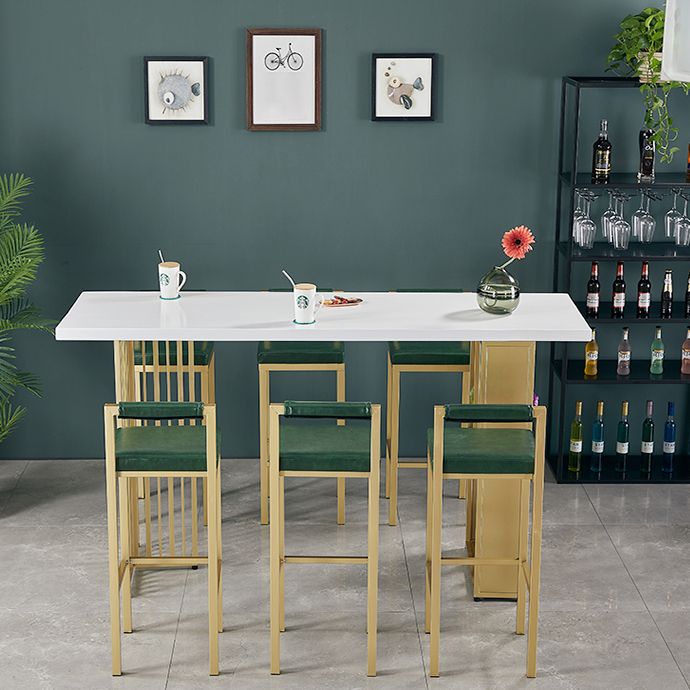 Glam Rectangle Pine Pub Bar Table Indoor Metal Double Pedestal Bar Dining Table with Shelf Clearhalo 'Bar Furniture' 'Bar Tables' 'bar_tables' 'furn' 'furn_bar_tables' 'Furniture' 'furniture_bar_tables' 'Kitchen & Dining Furniture' 'kitchen&dining_furn' 'kitchen' 1200x1200_39358f5e-ebcf-4e4c-aae4-9f5d889a2d24