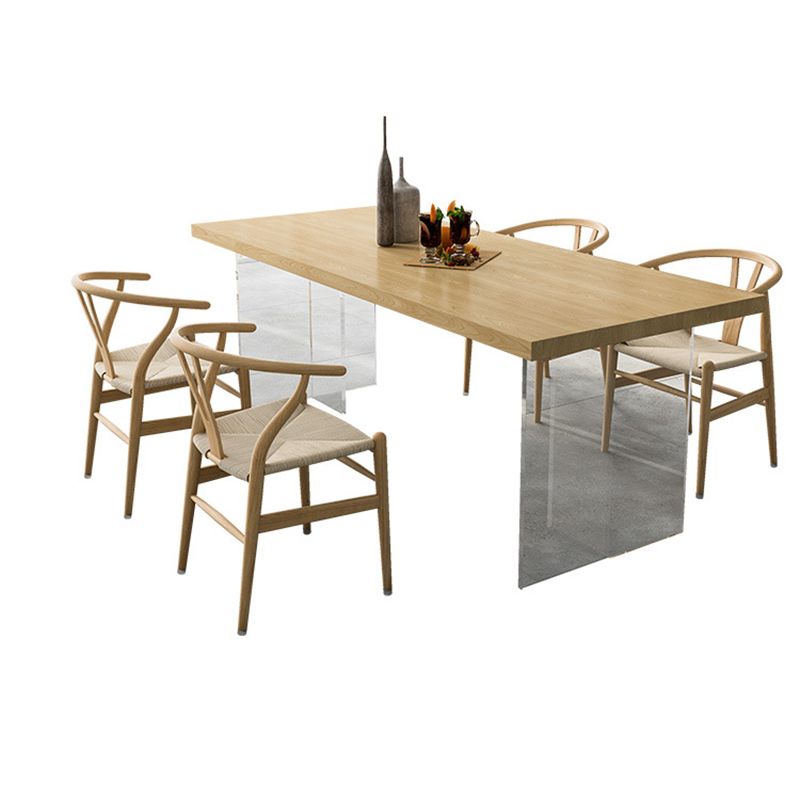Modern 1/2/5 Pieces Rectangle Dining Table Set Solid Wood Dining Table with Chairs Clearhalo 'Dining Room Sets' 'Dining Tables & Seating' 'dining_room_set' 'furn' 'furn_dining_room_set' 'Furniture' 'furniture_dining_room_set' 'Kitchen & Dining Furniture' 1200x1200_39358f8f-d2a9-4e04-80c7-d5e4f1d065d6
