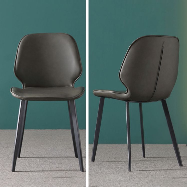 Upholstered Armless Dining Chairs Leather Wingback Side Chairs with Metal Legs Clearhalo ' kitchen&dining_furn' 'Dining Chairs' 'Dining Tables & Seating' 'dining_chair' 'furn' 'furn_dining_chair' 'Furniture' 'furniture_dining_chair' 'Kitchen & Dining Furniture' 'kitchen' 1200x1200_3935e29c-b8c0-439b-9f29-c2b1d3a21135