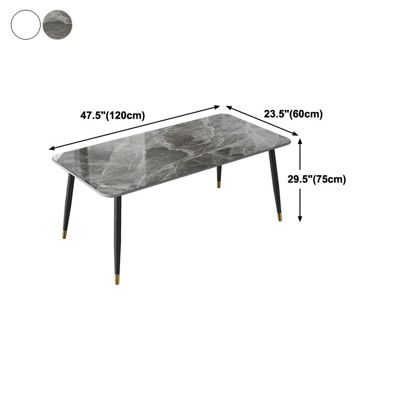 Contemporary Rectangle Stone Table for Restaurant Black Metal Pedestal Dining Table Clearhalo 'Dining Tables & Seating' 'Dining Tables' 'dining_table' 'furn' 'furn_dining_table' 'Furniture' 'Kitchen & Dining Furniture' 1200x1200_3937528e-4ef7-4470-90b0-d181f5b8fd03