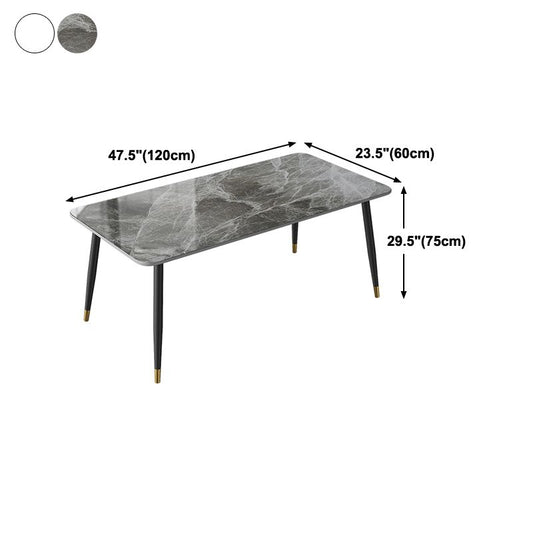 Contemporary Rectangle Stone Table for Restaurant Black Metal Pedestal Dining Table Clearhalo 'Dining Tables & Seating' 'Dining Tables' 'dining_table' 'furn' 'furn_dining_table' 'Furniture' 'Kitchen & Dining Furniture' 1200x1200_3937528e-4ef7-4470-90b0-d181f5b8fd03