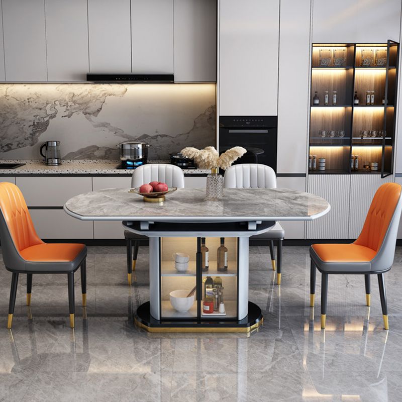 Glam Round Pedestal Dining Table Home Sintered Stone Drop-Leaf Table with Drawers Clearhalo 'Dining Tables & Seating' 'Dining Tables' 'dining_table' 'furn' 'furn_dining_table' 'Furniture' 'furniture_dining_table' 'Kitchen & Dining Furniture' 'kitchen' 'kitchen_dining_table' 1200x1200_3937c0da-3d60-4bdc-8bb7-413a2321ac58