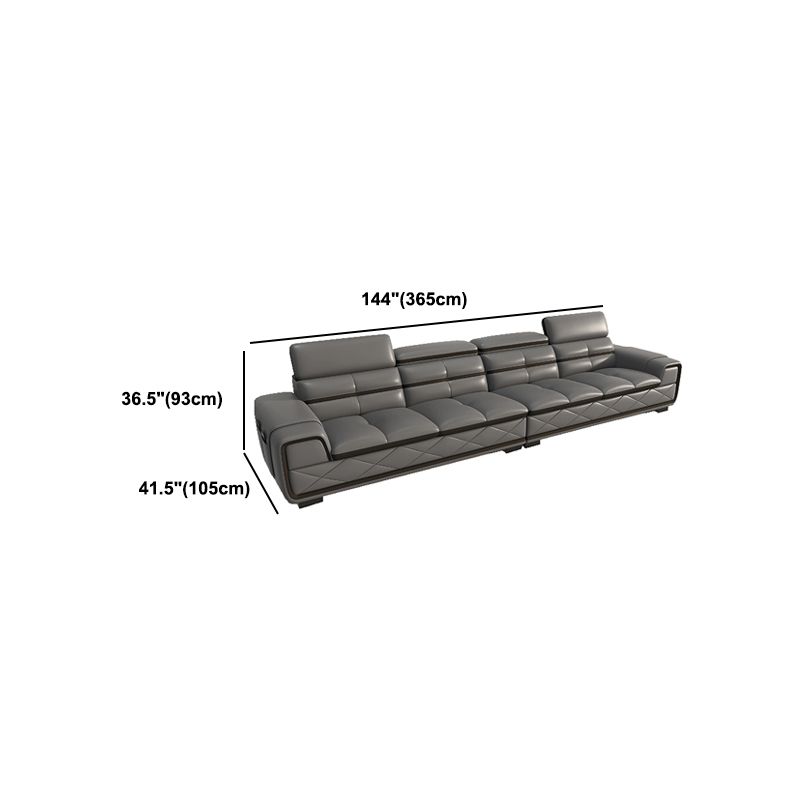 Modern Sofa Bed Leather Upholstered Grey Latex/sponge Upholstered Solid Wood Frame Sofa