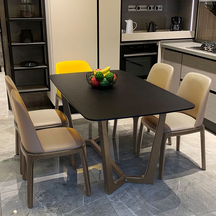 Table à manger rectangle Table à manger en pierre pénible avec base de chevalet