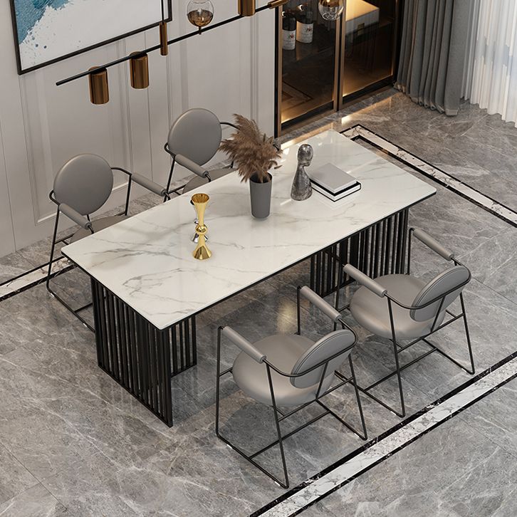Rectangle Dining Table Traditional Luxury Dining Table with Iron Base Clearhalo 'Dining Tables & Seating' 'Dining Tables' 'dining_table' 'furn' 'furn_dining_table' 'Furniture' 'furniture_dining_table' 'Kitchen & Dining Furniture' 'kitchen' 'kitchen_dining_table' 1200x1200_393a581d-61aa-438e-9180-3fe2fa14435b