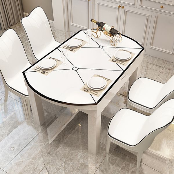 Table à manger extensible de bureau en verre moderne, base en chêne pour salle à manger