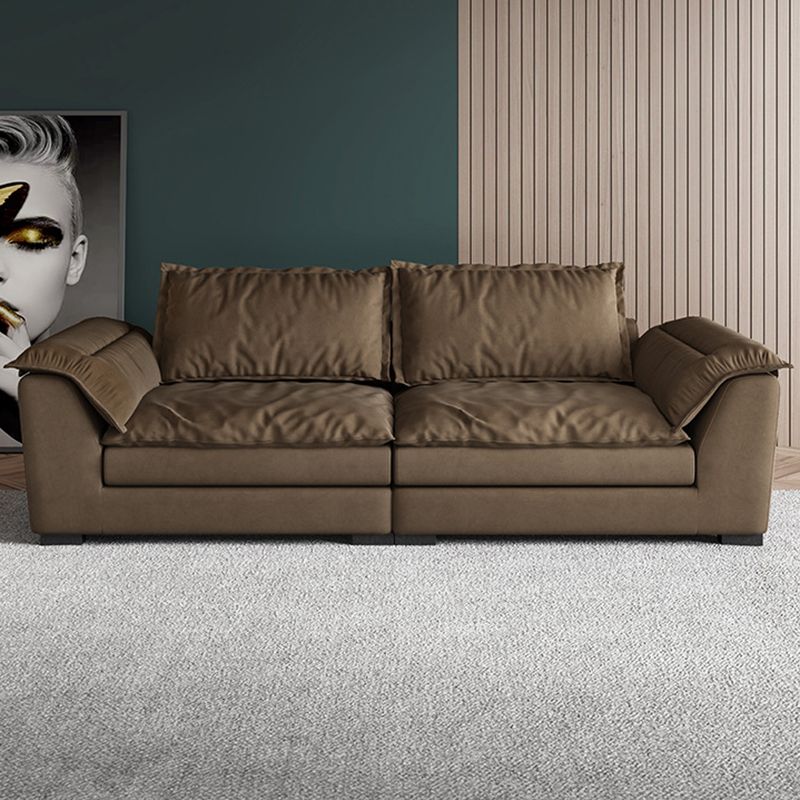 Sofá de tela moderno con 2 almohadas Sala de estar de brazo acampanado