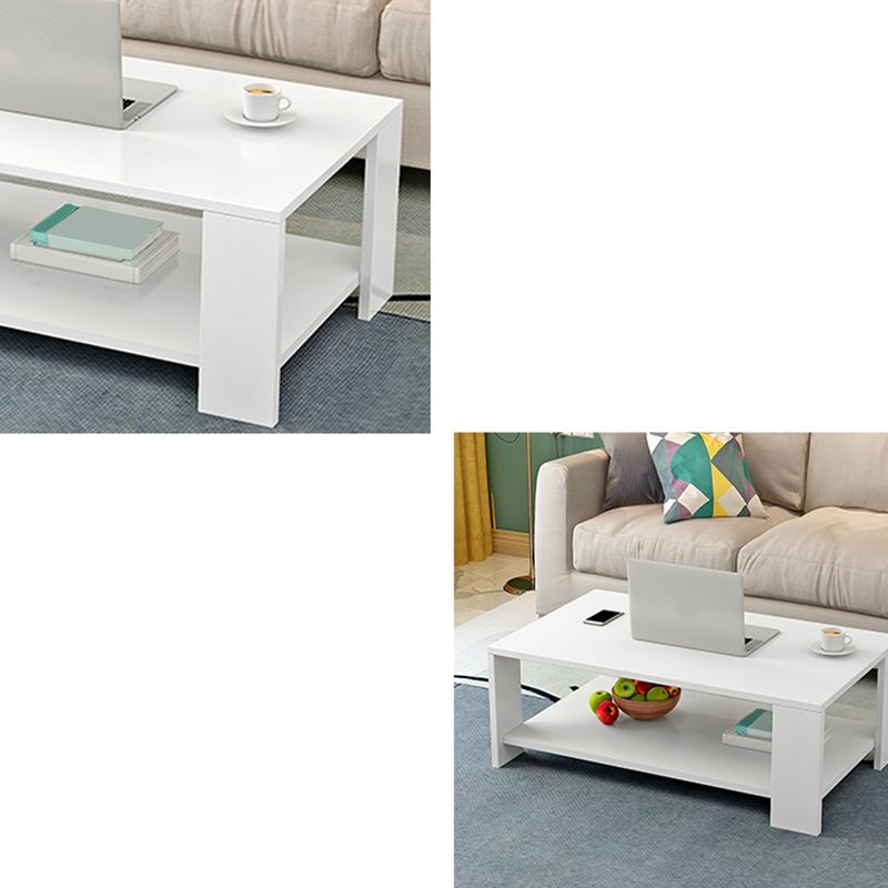 16.53" Tall Rectangle Top Coffee Table Wooden 4 Legs Cocktail Table with Shelf Clearhalo 'Coffee & Accent Tables' 'Coffee Tables' 'coffee_tables' 'furn' 'furn_coffee_tables' 'Furniture' 'Living Room Furniture' 1200x1200_393e43c8-6c68-478b-9ad8-f86269237fd1