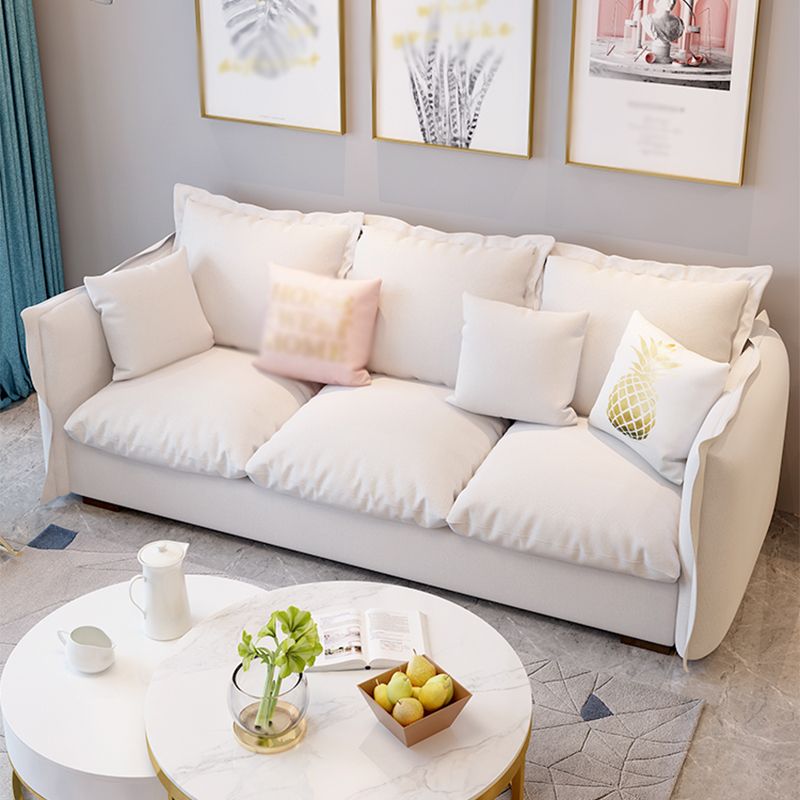 Cotton Blend and Faux Leather Sofa Set Square Arm Sofa Couch with Pillows Clearhalo 'Furniture' 'furniture_sofas' 'Living Room Furniture' 'Sofa' 'sofas' 1200x1200_393f6a6d-7cab-438c-aa29-21779d21b940