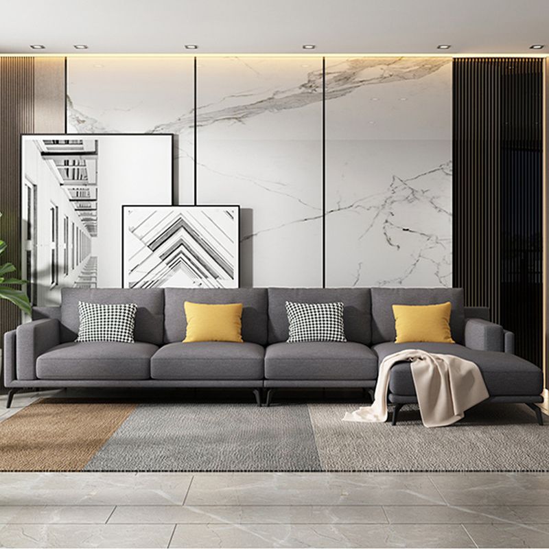 L-shape 4-seater Fabric Sectional Slipcovered Square Arm Sectional Clearhalo 'furn' 'furn_sectionals' 'Furniture' 'Living Room Furniture' 'Sectionals' 1200x1200_39412bfa-7e95-4102-9e41-0183b6b868b2