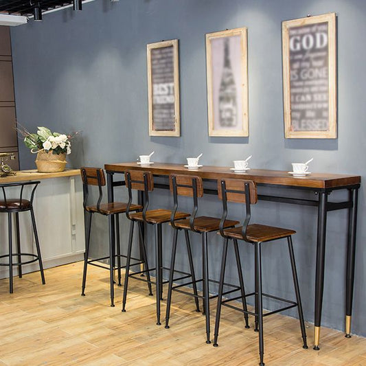 Rectangle Wood Top Counter Table Industrial 42-inch Metal 4 Legs Table for Dining Room Clearhalo 'Bar Furniture' 'Bar Tables' 'bar_tables' 'furn' 'furn_bar_tables' 'Furniture' 'furniture_bar_tables' 'Kitchen & Dining Furniture' 1200x1200_3941d954-eeea-48d0-8db2-ff5deb98ed09