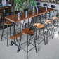 Rectangular Bar-height Table Wood Top Bistro Pub Table with Black Legs