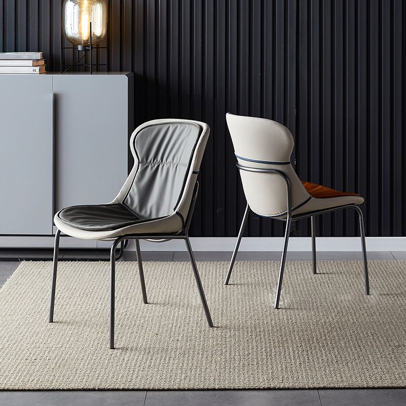 Leather Side Dining Chairs Modern Upholstered Wingback Side Chair with Metal Legs Clearhalo ' kitchen&dining_furn' 'Dining Chairs' 'Dining Tables & Seating' 'dining_chair' 'furn' 'furn_dining_chair' 'Furniture' 'furniture_dining_chair' 'Kitchen & Dining Furniture' 'kitchen' 1200x1200_394238be-d6b6-4b0d-9e8a-a1947809bc4b