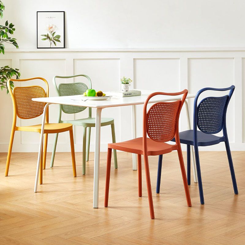 Scandinavian Design Plastic Dining Armless Chairs for Home Open Back Side Chair Clearhalo ' kitchen&dining_furn' 'Dining Chairs' 'Dining Tables & Seating' 'dining_chair' 'furn' 'furn_dining_chair' 'Furniture' 'furniture_dining_chair' 'Kitchen & Dining Furniture' 'kitchen' 1200x1200_3943b8e0-fe85-4c85-948f-4c706954bb4f