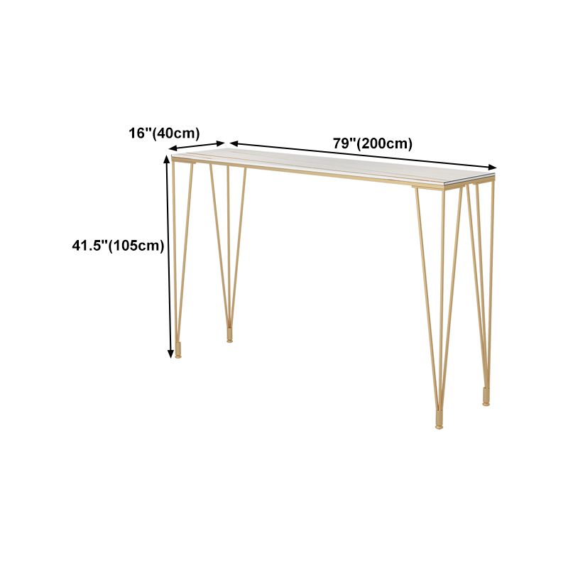 Glam Gold Iron Bar Dining Table White Stone Top Indoor Bistro Table with 4-Legs Pedestal Clearhalo 'Bar Furniture' 'Bar Tables' 'bar_tables' 'furn' 'furn_bar_tables' 'Furniture' 'furniture_bar_tables' 'Kitchen & Dining Furniture' 1200x1200_3944a639-a343-4a0e-94b7-b9eb50d64101