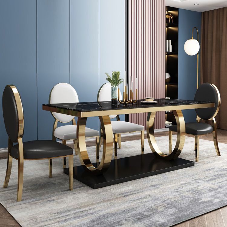 Traditional Luxury Marble Dining Table Rectangle Table with Metal Pedestal Clearhalo ' dining_table' 'Dining Tables & Seating' 'Dining Tables' 'furn' 'furn_dining_table' 'Furniture' 'furniture_dining_table' 'Kitchen & Dining Furniture' 'kitchen&dining_furn' 'kitchen' 'kitchen_dining_table' 1200x1200_39455e52-a49d-44cc-adb7-d2ccb2ed15f2
