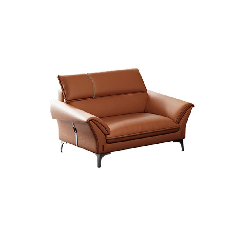 Contemporary Tan Leather Sectional Pillow Top Arm Sofa and Chaise for Living Room Clearhalo 'furn' 'furn_sectionals' 'Furniture' 'furniture_sectionals' 'kitchen' 'kitchen_sectionals' 'Living Room Furniture' 'Sectionals' 1200x1200_39459439-1a91-4681-8088-c25068ba755a