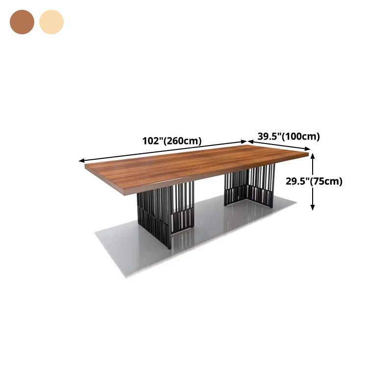 Metal Industrial Rectangle Dining Table Wood Top Indoor Table for Home Clearhalo ' dining_table' 'Dining Tables & Seating' 'Dining Tables' 'furn' 'furn_dining_table' 'Furniture' 'furniture_dining_table' 'Kitchen & Dining Furniture' 'kitchen&dining_furn' 'kitchen' 'kitchen_dining_table' 1200x1200_3945c592-7238-4c31-873c-8d4596649b80