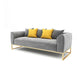 Grey Velvet Sofa with Tight Back and Gold Frame for Living Room