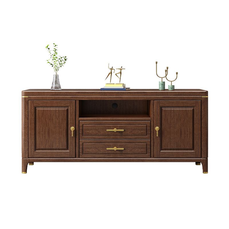 Vintage Brown Media Console Walnut Stand Console with Drawers Clearhalo 'furn' 'furn_tv_stands_entertainment_centers' 'Furniture' 'Living Room Furniture' 'TV Stands & Entertainment Centers' 'TV Stands & Media Storage Furniture' 'tv_stands_entertainment_centers' 1200x1200_39471e98-d077-4ce4-9541-333872e3781d