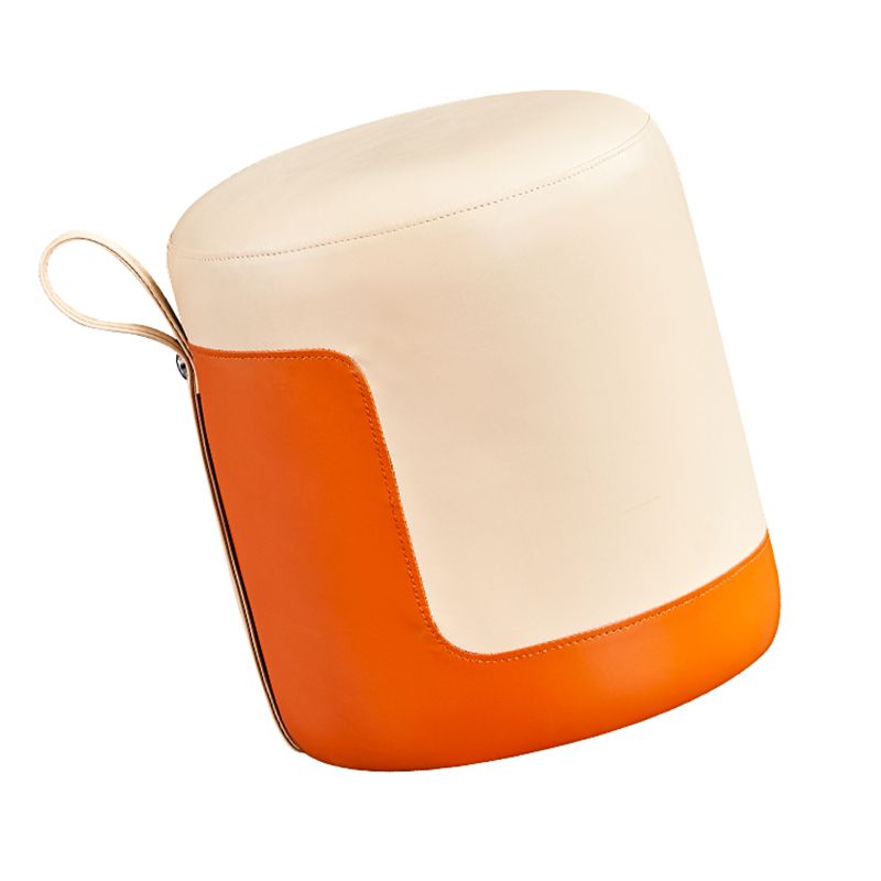 Panneau de contraste ottoman moderne Pouf rond intérieur en cuir authentique