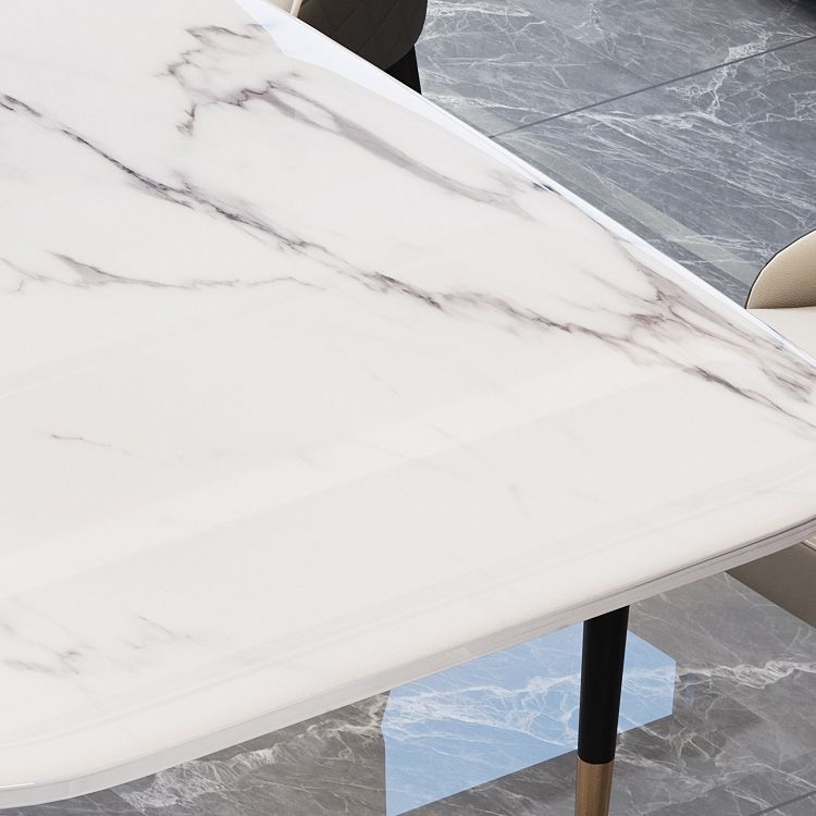 Modern Style Marble Table with White Rectangle Shape Table for Home Use Clearhalo 'Dining Room Sets' 'Dining Tables & Seating' 'dining_room_set' 'furn' 'furn_dining_room_set' 'Furniture' 'furniture_dining_room_set' 'Kitchen & Dining Furniture' 'kitchen&dining_furn' 'kitchen' 1200x1200_3949b2a7-6335-4e9b-a082-023d16e78670